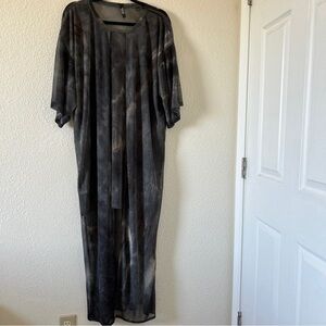 Richard Hallmarq Women’s Sheer Dress One Size Grey Tie Dye Lagenlook Boho